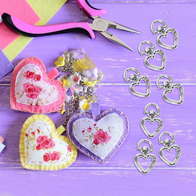12pcs Heart Shaped Keychain Clips Mini Carabiner Hooks Silver Spring Buckle Purse Hardware For Diy Bag Accessories Key Ring Crafting - Image 4