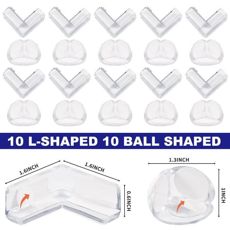 YIIFELL 20 Pack Corner Protector Baby, Table Corner Protectors for Baby Guards Clear for Furniture Corner Protectors Proof Covers Baby Safety - Image 2