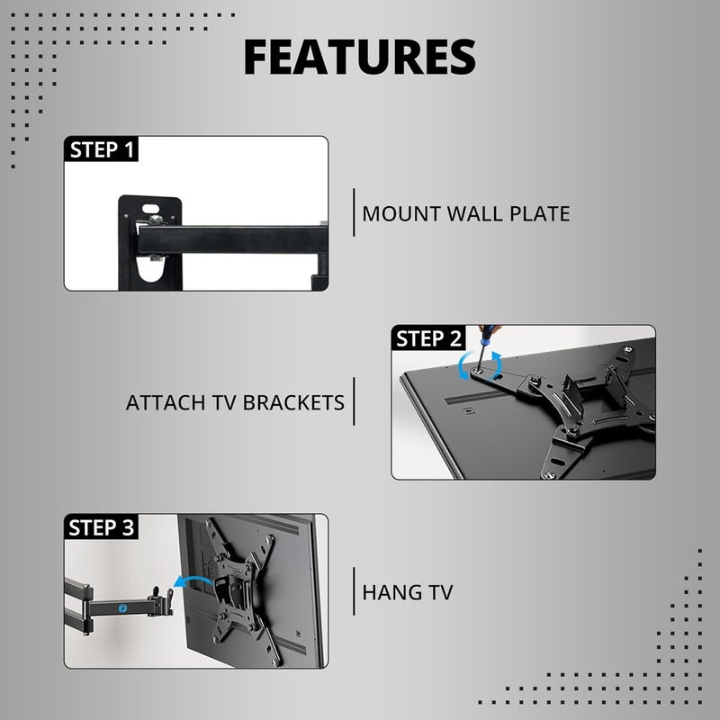 ROBUSTT Heavy Duty TV Wall Mount Bracket for 14 to 42 inch LED/HD/Smart TV’s, Swivel Rotatable Universal TV Wall Mount Stand - Pack of 5 - Image 4