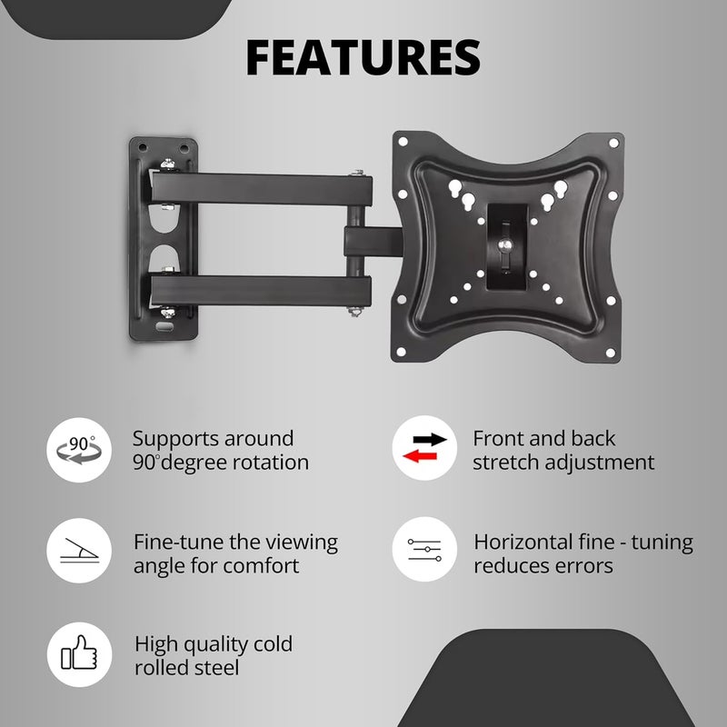 ROBUSTT Heavy Duty TV Wall Mount Bracket for 14 to 42 inch LED/HD/Smart TV’s, Swivel Rotatable Universal TV Wall Mount Stand - Pack of 5 - Image 3