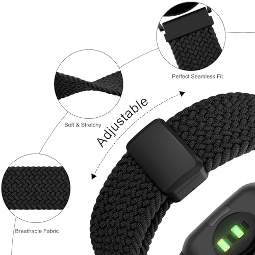 Meliya Braided Bands for Amazfit Bip 5 / Bip 6 Smart Watch Bands, 22mm Soft Adjustable Nylon Sport Replacement Strap Compatible with Amazfit Bip 5 / Bip 6 / GTR 4 Bands Women Men (Black) - Image 3