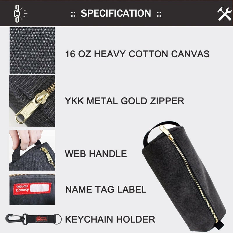 ري راف إناف حقيبة حقيبة أدوات صغيرة خشنة بما يكفي لإكسسوارات الدراجات النارية منظم تخزين مع مقبض سحاب قماش أسود - Image 3