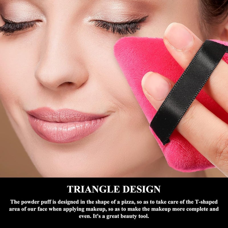 Maitys 12 Pieces Powder Puff Triangle Face Makeup Cosmetic for Loose Powder Soft Body Washable Reusable Foundation Sponge Mineral Wet Dry Makeup Tool(Black, Rose Red, Small) - Image 4