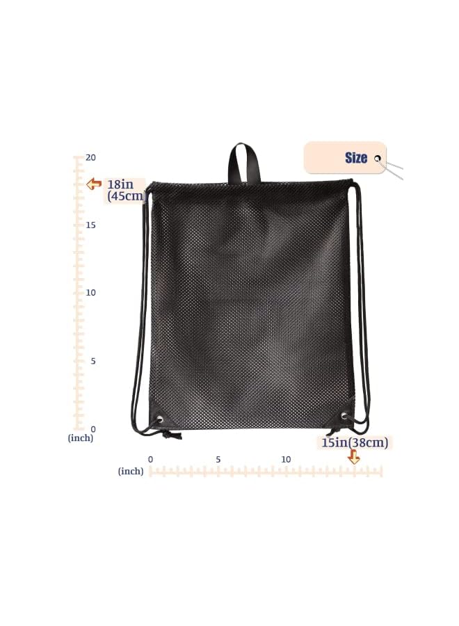 PROMASS pcs Mesh Drawstring Bag with Zipper Pocket Beach Bag for Swimming Gear Backpack Reflective Large Bag Fins for Adults Boys Girls Sports Football Soccer Kickboard Washable Foldable Bag  - Image 3