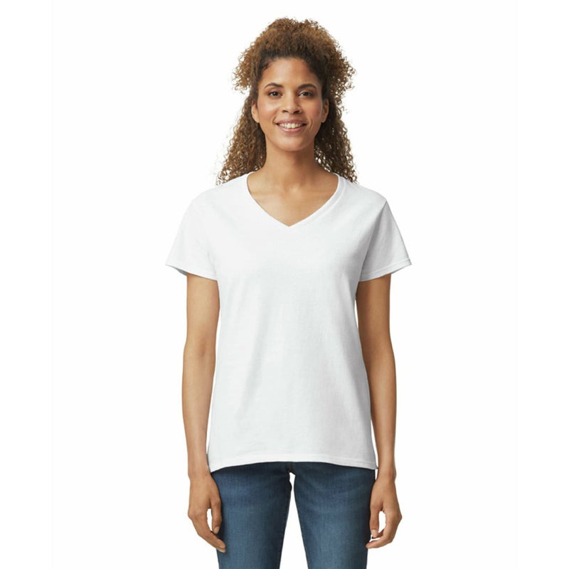 Gildan Women's Plus Size Heavy Cotton V-Neck T-Shirt, 2-Pack, White, 3X-Large - Image 2