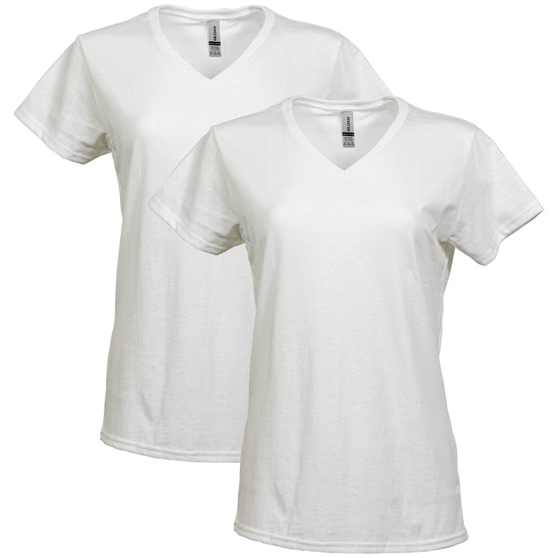 Gildan Women's Plus Size Heavy Cotton V-Neck T-Shirt, 2-Pack, White, 3X-Large - Image 1
