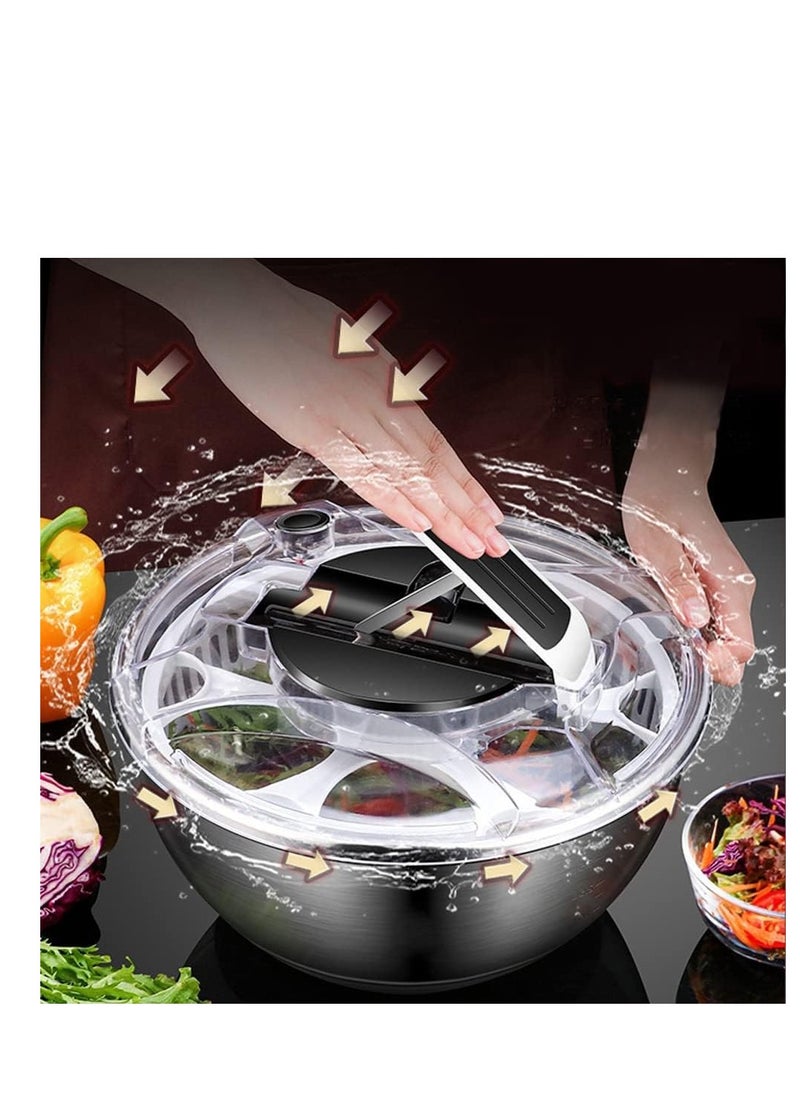ELIKLIV - salad rotator large multifunctional 3.5l stainless steel design, with good manual grip on the crank and locking of fruit and vegetable dryers. Quick rotator for drying and draining lettuce - Image 1