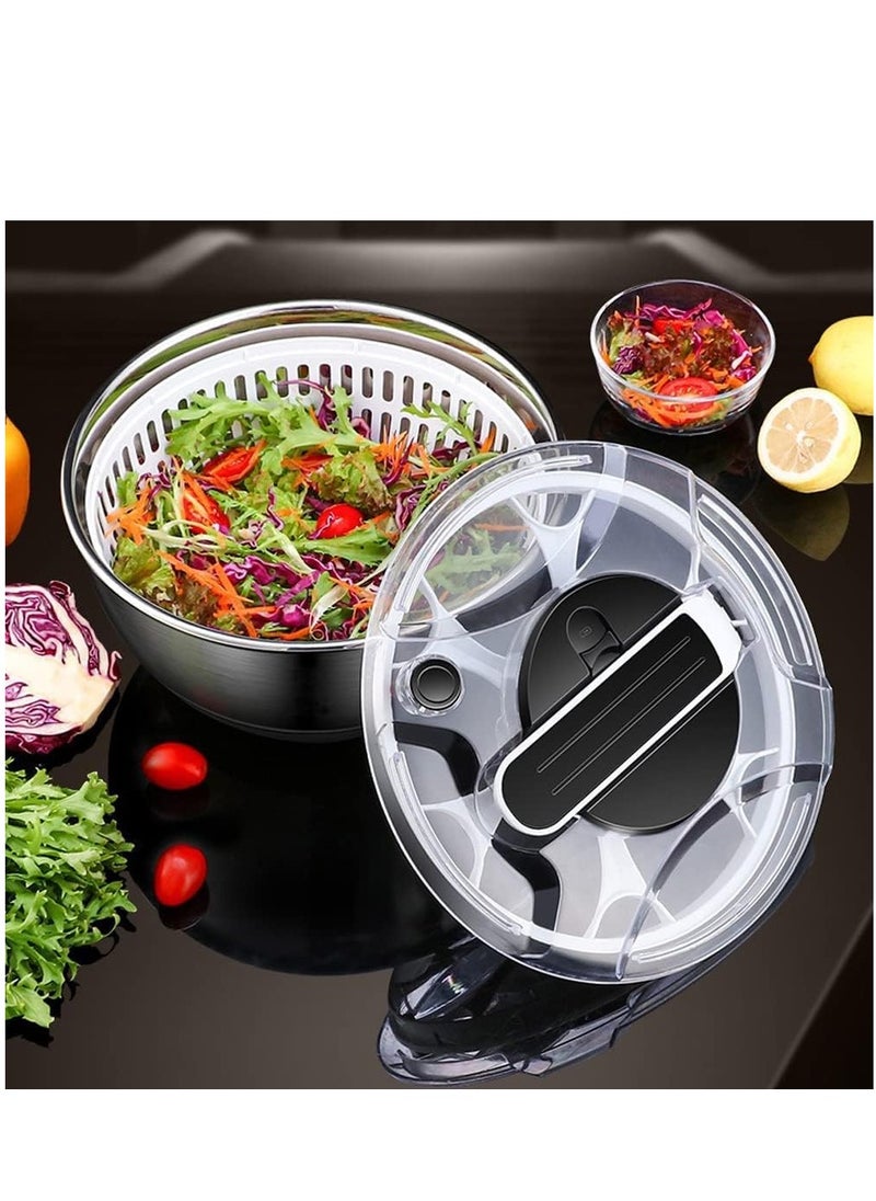 ELIKLIV - salad rotator large multifunctional 3.5l stainless steel design, with good manual grip on the crank and locking of fruit and vegetable dryers. Quick rotator for drying and draining lettuce - Image 1