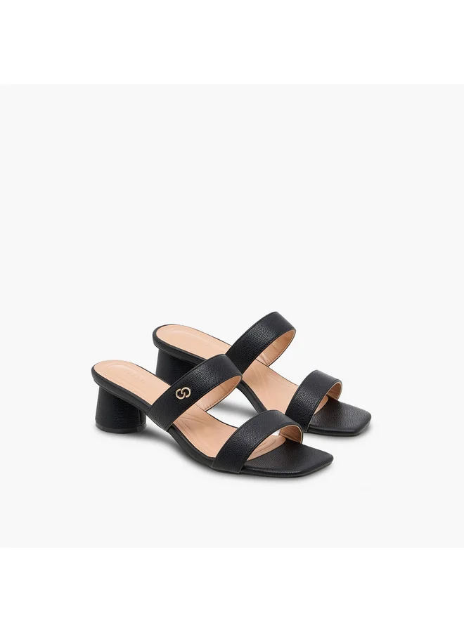 سيليست Women's Textured Slip-On Sandals with Block Heels