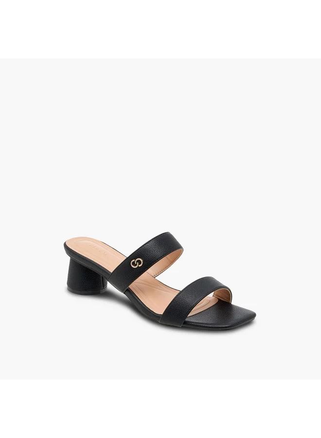 سيليست Women's Textured Slip-On Sandals with Block Heels