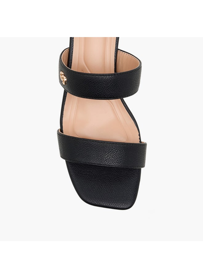 Celeste Women's Textured Slip-On Sandals with Block Heels - Image 4