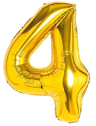 Flavouredlove 32inches four Foil Number Air or Helium Balloon Party Decoration Gold Pack of 1 | 4 Year No. Balloons Birthday/Anniversary (Gold 4) - Image 1
