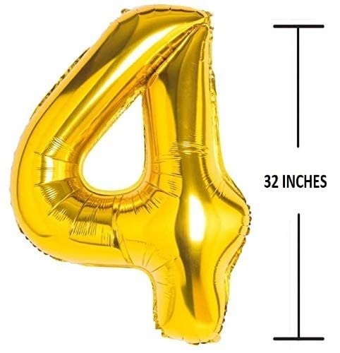 Flavouredlove 32inches four Foil Number Air or Helium Balloon Party Decoration Gold Pack of 1 | 4 Year No. Balloons Birthday/Anniversary (Gold 4) - Image 2