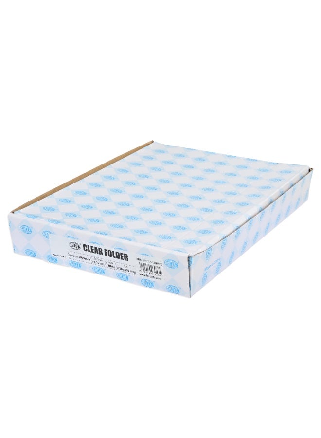 FIS Clear Folder, Size A4(210x297mm), Thickness 0.15mm, Plastic, Box of 100 Pieces, Transparent White Color-FSCIE310WH/100 - Image 2