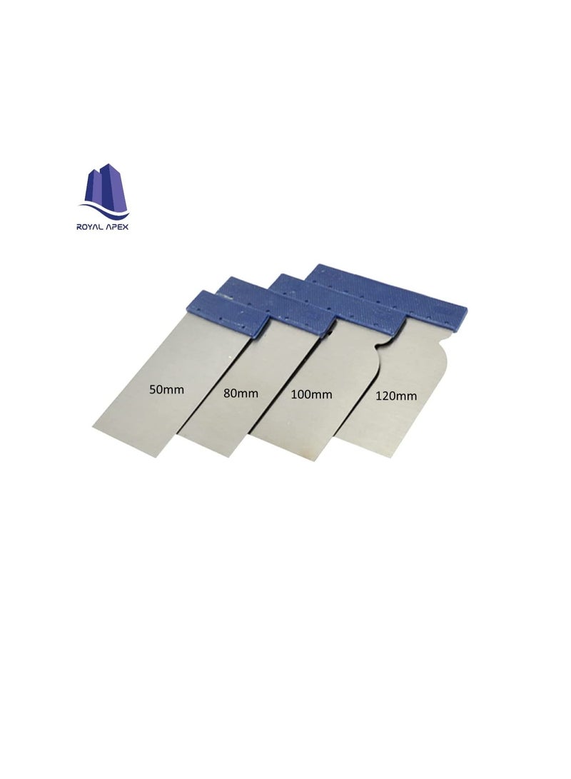 Drywall Steel Square Scraper Putty Knife Set 50,80,100,120 MM 4pcs set - Image 2