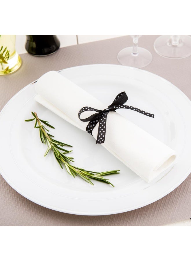 Restaurantware 7.3 x 2 Inch Plastic Cutlery Sets, 100 Plastic Flatware Sets - Polka Dot Ribbon, Individually Wrapped, With White Napkin, Clear Plastic Disposable Cutlery Sets, For Weddings And Events  - Image 3