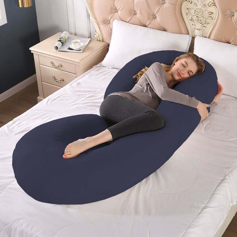 Texlux وسائد الحمل من تكسلوكس للنوم على شكل حرف C وسادة الأمومة وسادة عناق بطول 54 بوصة وسادة للجسم بالكامل وسادات طويلة للنوم وسادات جسم للأمهات البالغين مع غطاء - Image 1