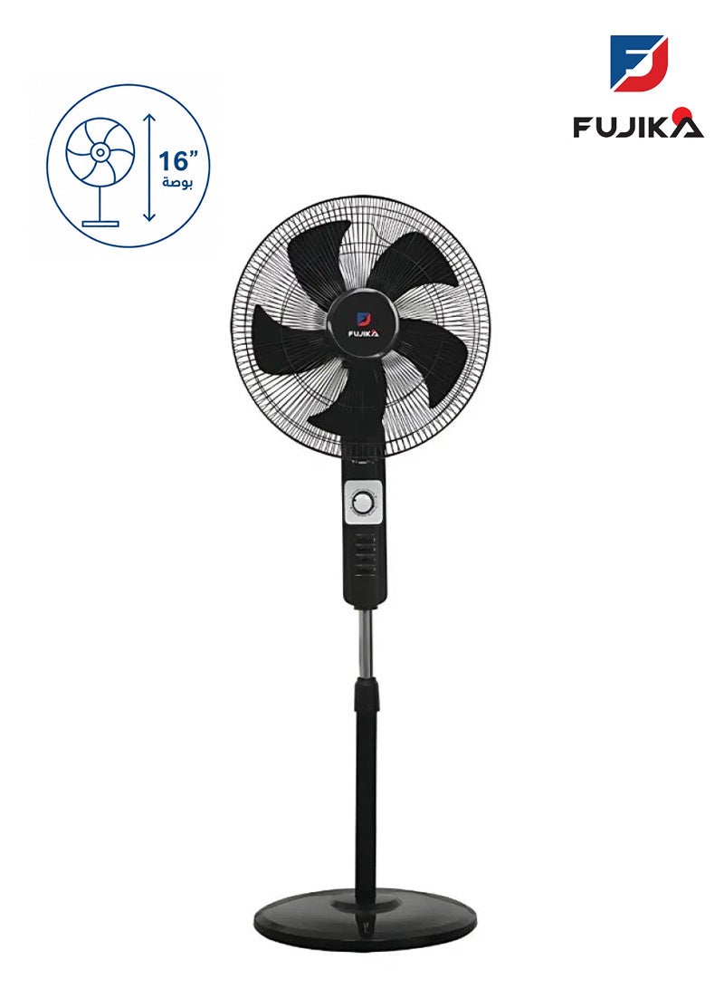 FUJIKA Pedestal Fan - 16 Inch - 3 Speeds - Black - FJK-40GSY - Image 1