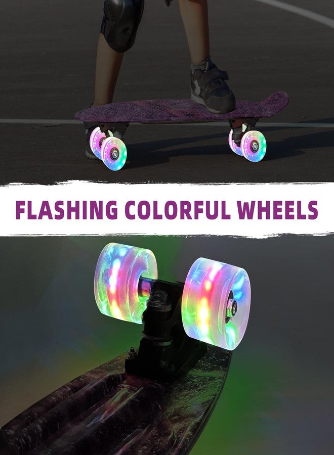 Nattork Skateboards 22 Inch Mini Cruiser Purple Skateboard Complete Retro Skate Boards with Colorful Light Up PU Wheels for Kids Girls Boys Beginners - Image 4