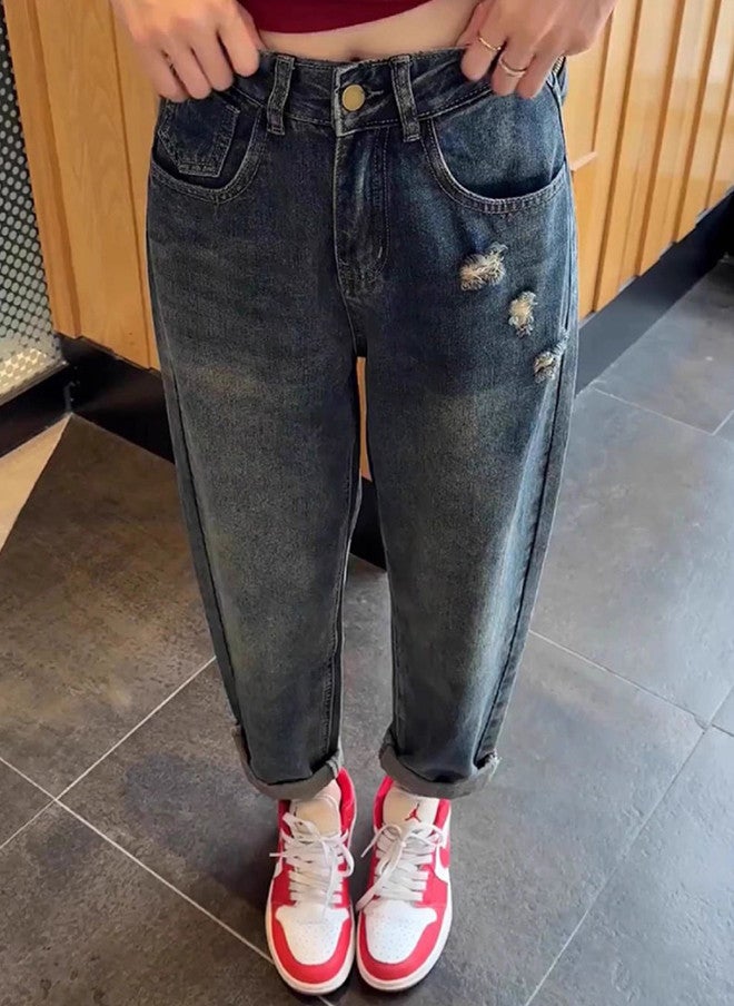 YUNIQEE Comfort Tapered Fit High-Rise Dark Jeans for Women - Image 1