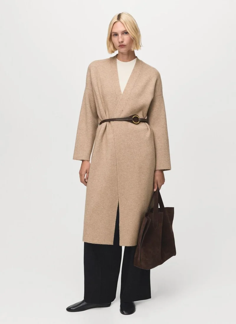 MANGO Long knitted coat