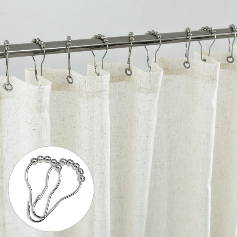 KOUFALL Farmhouse Shower Curtain 96 Inches Long,Modern Boho Linen Fabric Extra Long Shower Curtain 96 Length,Cream Beige - Image 4