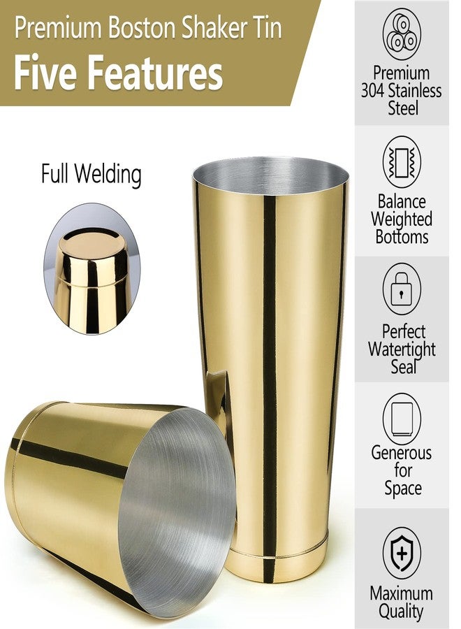 LINALL طقم خلط كوكتيلات بوسطن من الفولاذ المقاوم للصدأ - قطعتان 18 أونصة و 28 أونصة - طقم خلط كوكتيلات احترافي - CTSK0013 (ذهبي) - Image 2