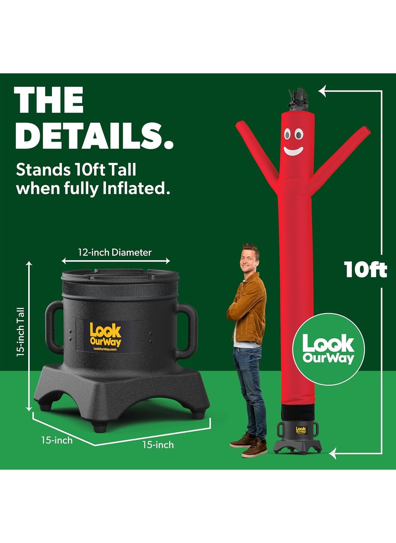 LookOurWay LookOurWay Air Dancers Wacky Waving Inflatable Tube Man Set  10 Feet Tall Inflatable Dancing Man with Blower  Red  - Image 4