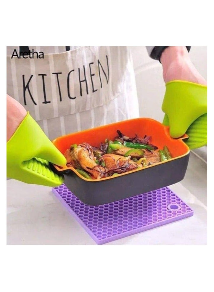 Heat Resistant Silicone Gloves Protect Fingers From Heat 2 Pieces multi color  - Image 1