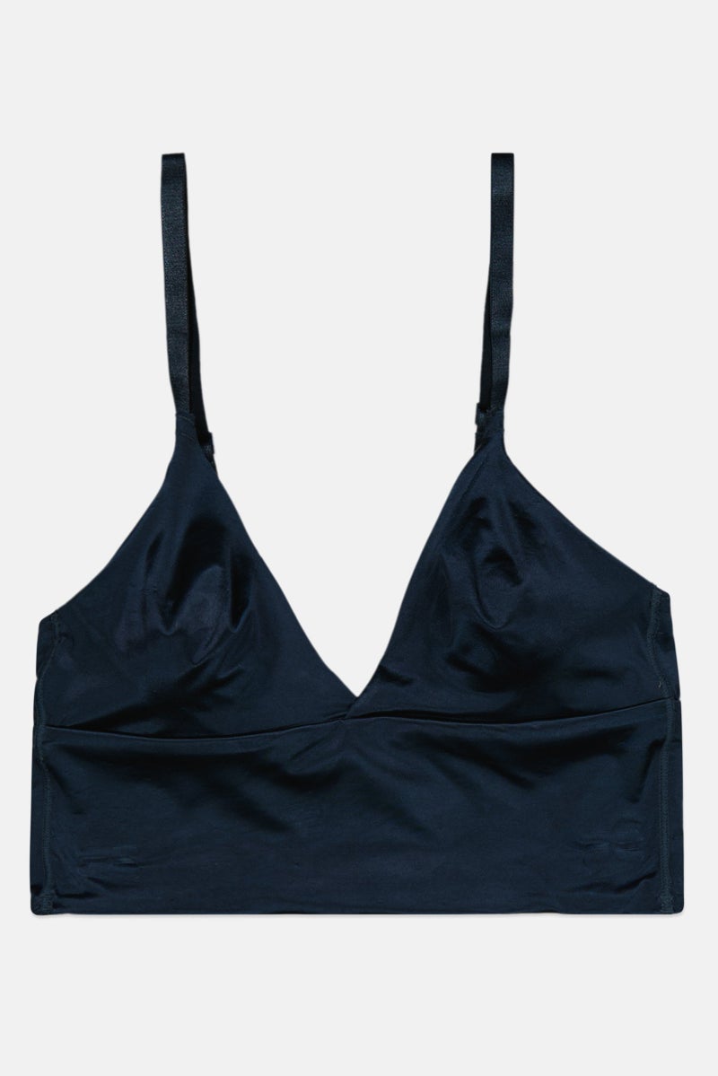 Etam Women Plain Non Padded Triangle Bra, Dark Teal Green - Image 1