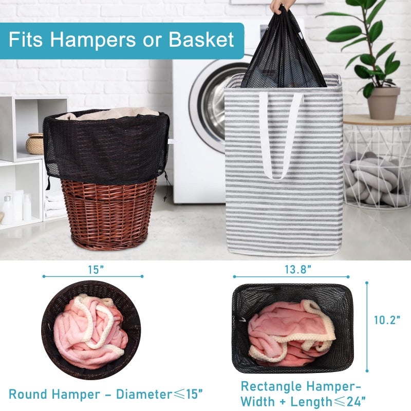 Polecasa Heavy Duty Large Mesh Laundry Bags With Id Tag And Locking Drawstring Closure - 2 Pack  24 X 36 Inches - Laundry Hamper Liner  Washable Laundry Bag For Travel  Sports  Dorms (Black) - Image 4