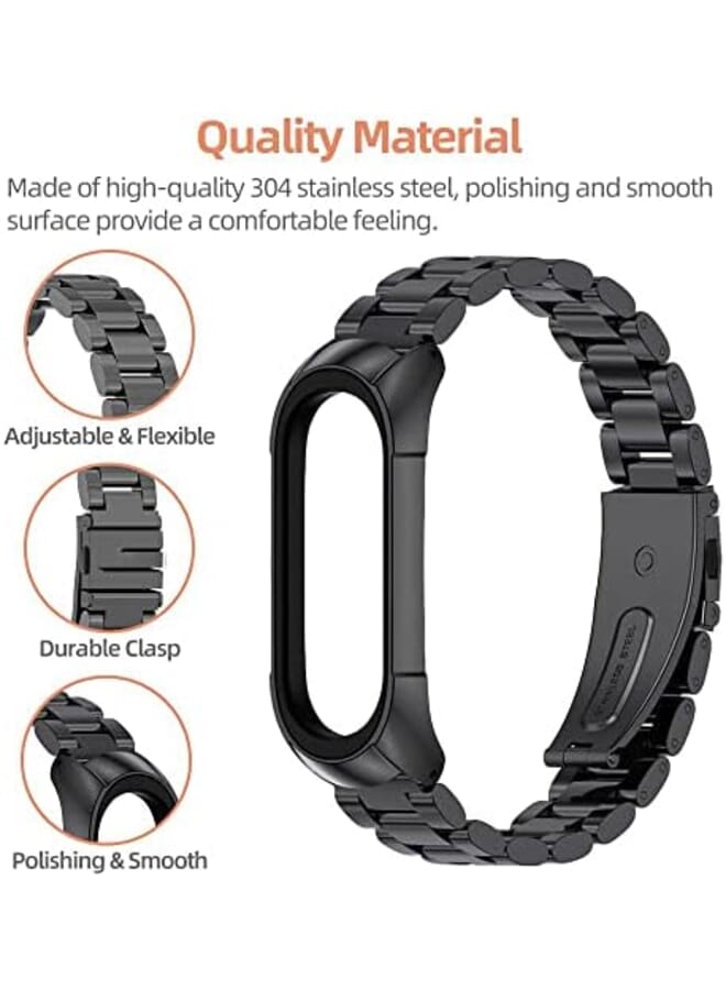 كاست ويف ل Mi Band حزام استبدال ساعة ذكية معصمه استبدال الملحقات ل Mi Band 6 5 4 3 حزام معدني سوار الفولاذ المقاوم للصدأ أسود - Image 2