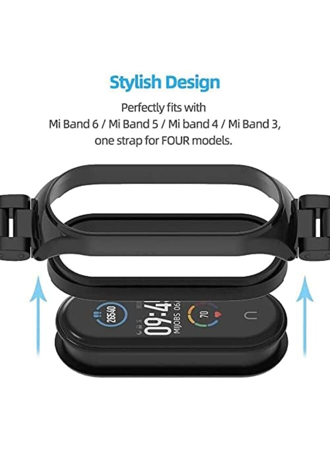 كاست ويف ل Mi Band حزام استبدال ساعة ذكية معصمه استبدال الملحقات ل Mi Band 6 5 4 3 حزام معدني سوار الفولاذ المقاوم للصدأ أسود - Image 4