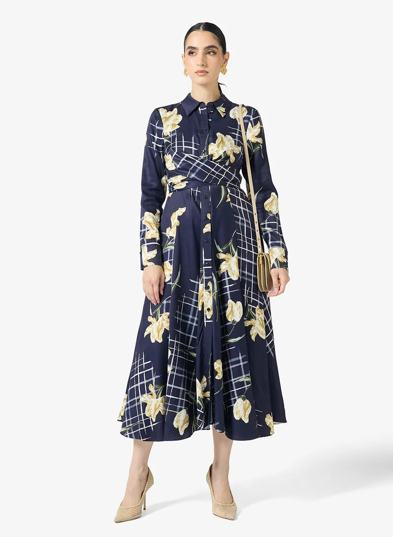 Ted Baker  Printed Wrap Detail Midi Dress for Women | Best Price UAE