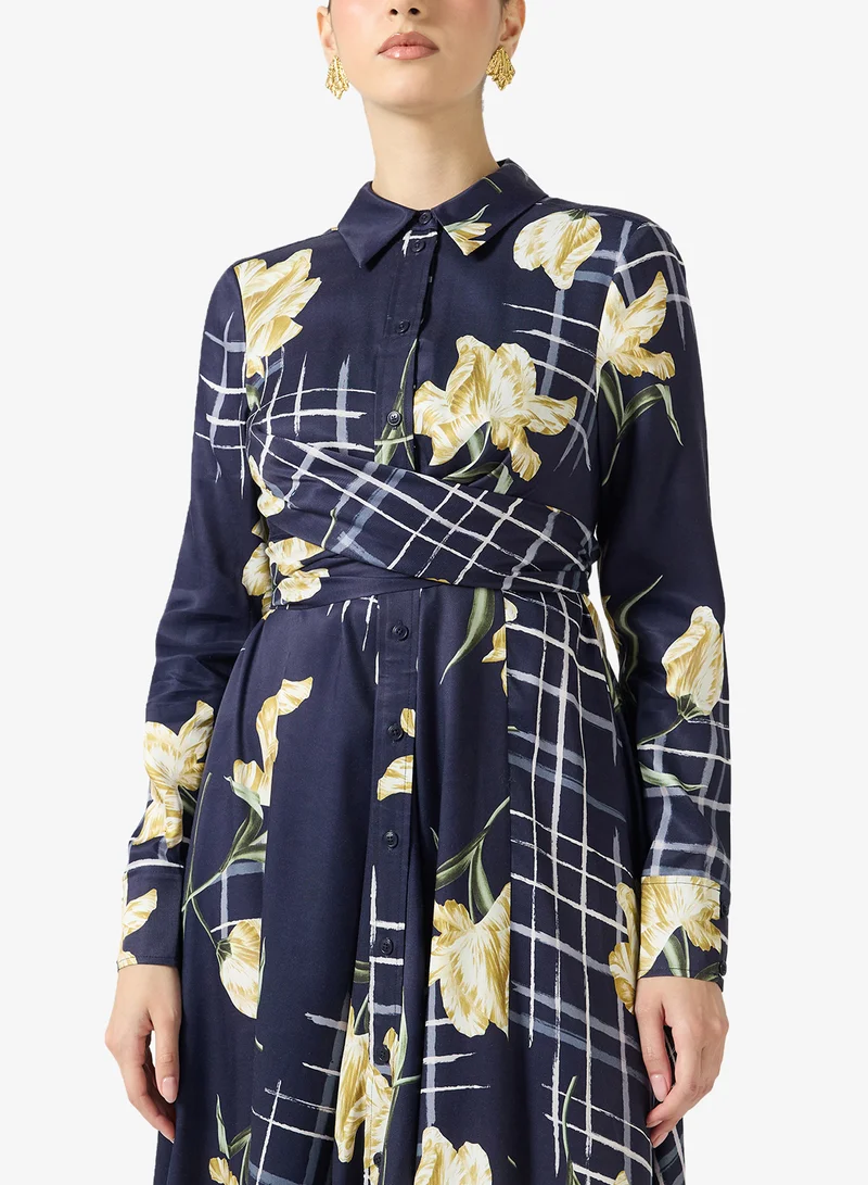 Ted Baker  Printed Wrap Detail Midi Dress for Women | Best Price UAE