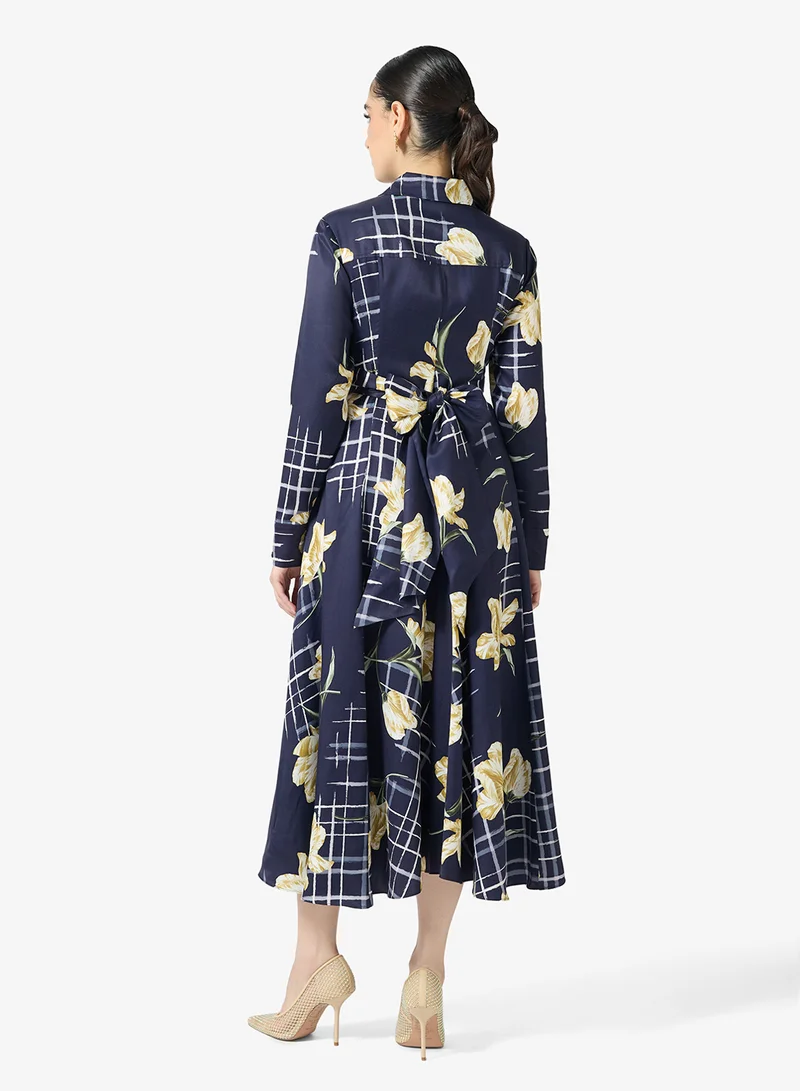 Ted Baker Printed Wrap Detail Midi Dress
