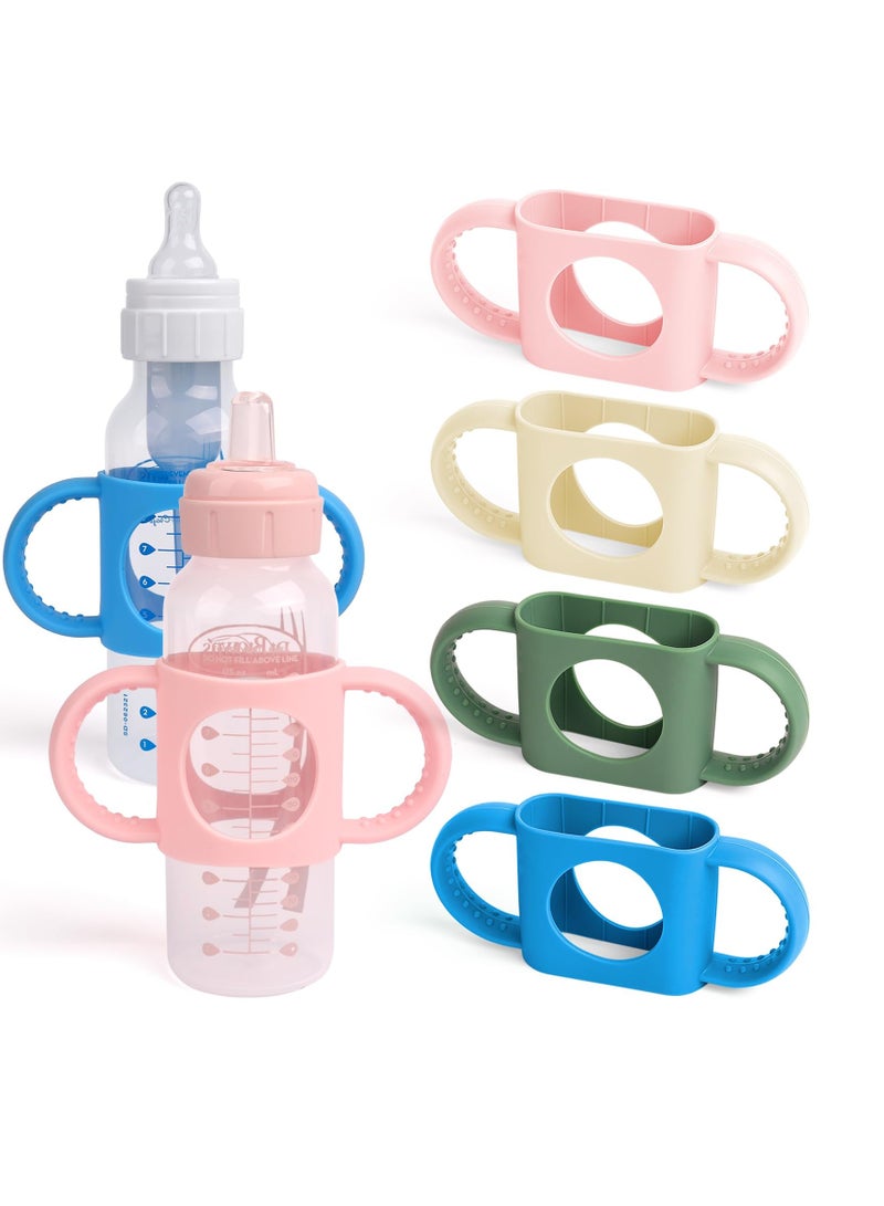4-Pack Baby Bottle Handles: Easy-Grip Silicone Holders for Dr. Brown's Narrow Bottles - BPA-Free & Baby-Friendly - Image 1