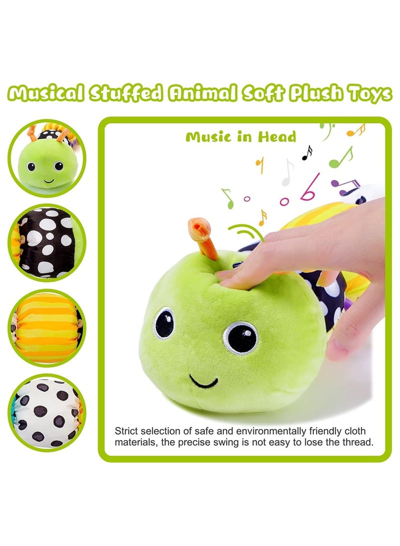 SYOSI Baby Toys Musical Caterpillar, Infant Toys Stuffed Animal Toys with Ruler Design & Ring Bell, Baby Teething Toys for Tummy Time, Baby Development Plush Toys with Rich Colors Patterns Textures - Image 4