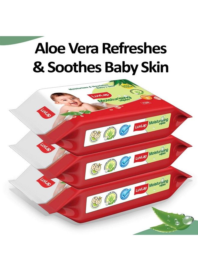 Luvlap Paraben Free Extra Thick Baby Wipes With Aloe Vera (72 Wipes Pack Pack Of 3) - Image 3