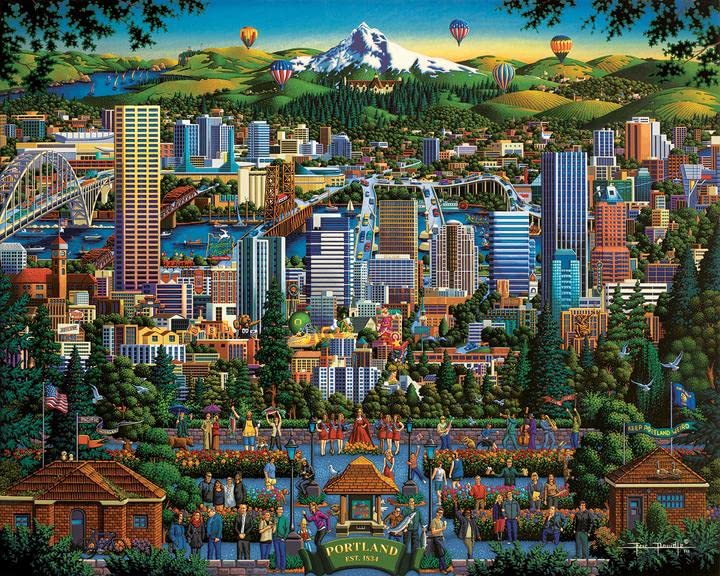 D.O.W.D.L.E Dowdle Jigsaw Puzzle - Portland City of Roses - 1000 Piece - Image 2