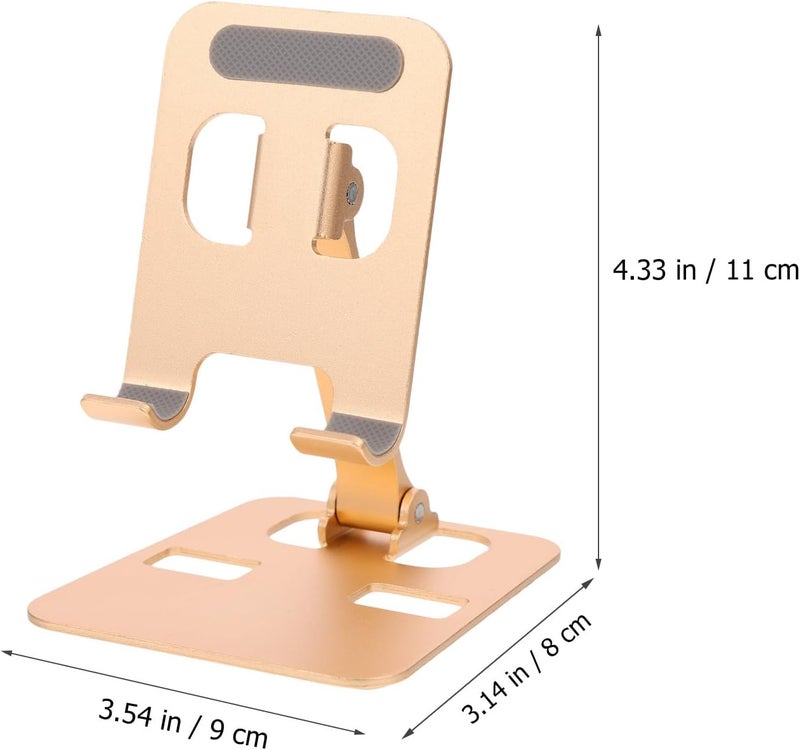 Aluminum Foldable Phone Stand Desktop Mobile Phone Support Adjustable Tablet Bracket Portable for Office and Travel, Gold - Image 2