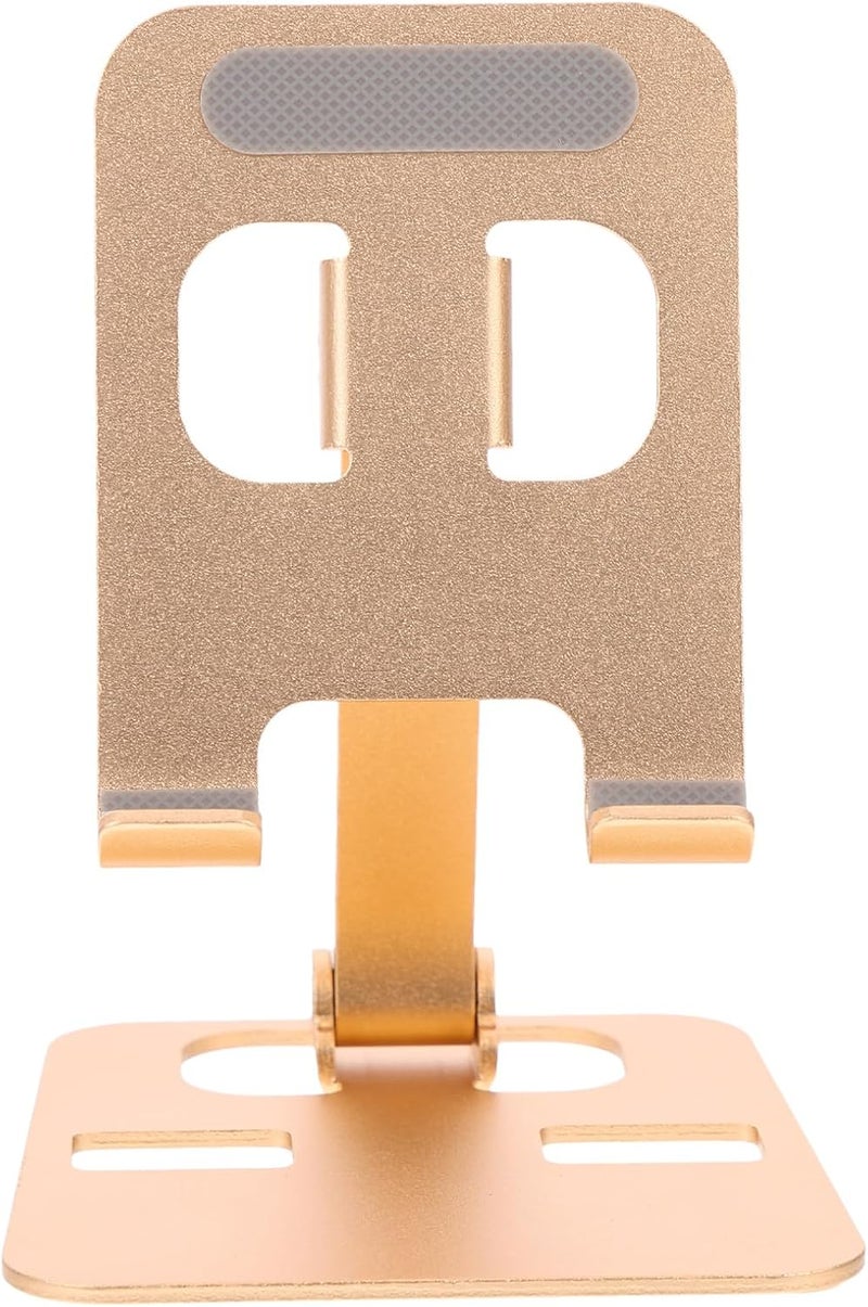 Aluminum Foldable Phone Stand Desktop Mobile Phone Support Adjustable Tablet Bracket Portable for Office and Travel, Gold - Image 1