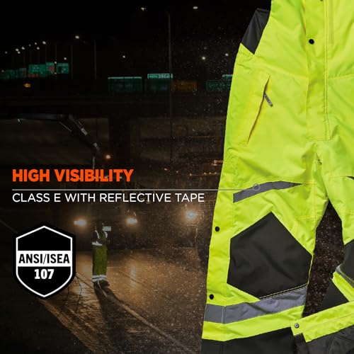 Ergodyne Insulated Thermal Bib Overalls, High Visibility, Weather-Resistant, 2XL, Ergodyne GloWear 8928, Lime - Image 4