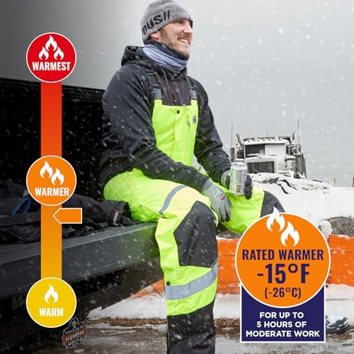 Ergodyne Insulated Thermal Bib Overalls, High Visibility, Weather-Resistant, 2XL, Ergodyne GloWear 8928, Lime - Image 2