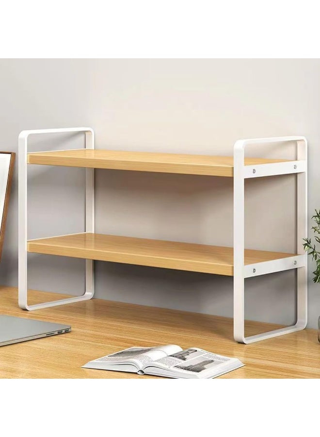 Y&D Wooden Bookcase Storage Rack Desktop Supplies Simple Decoration Aesthetics Bookshelf Suitable for Home Office Study Living Bedroom, White - Image 3