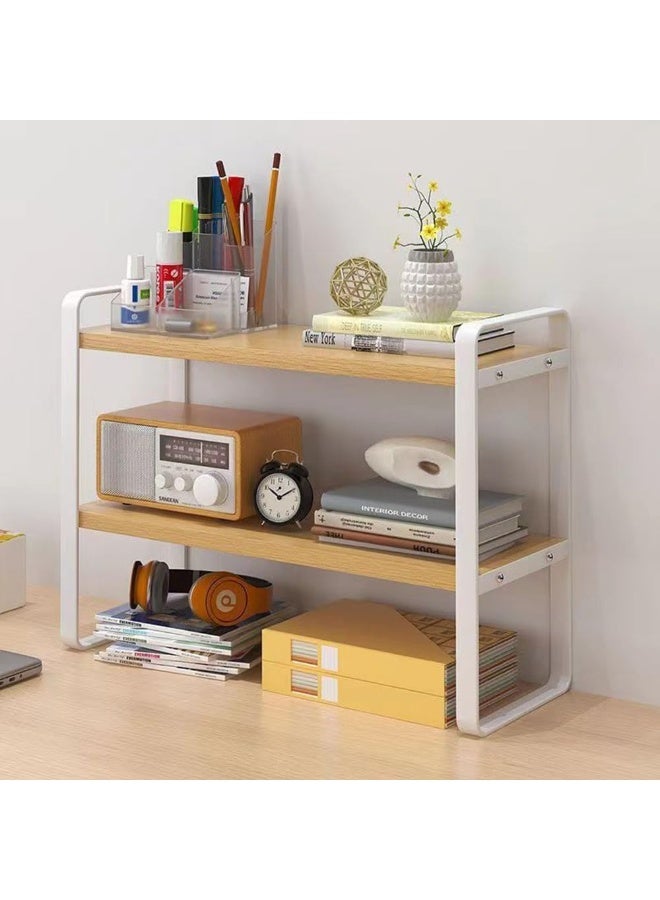 Y&D Wooden Bookcase Storage Rack Desktop Supplies Simple Decoration Aesthetics Bookshelf Suitable for Home Office Study Living Bedroom, White - Image 1