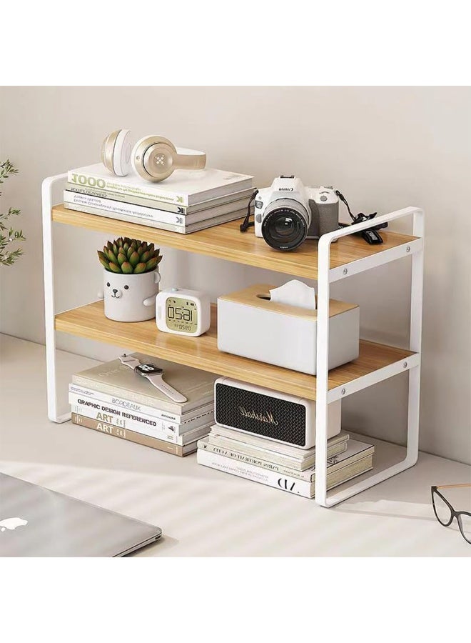 Y&D Wooden Bookcase Storage Rack Desktop Supplies Simple Decoration Aesthetics Bookshelf Suitable for Home Office Study Living Bedroom, White - Image 4