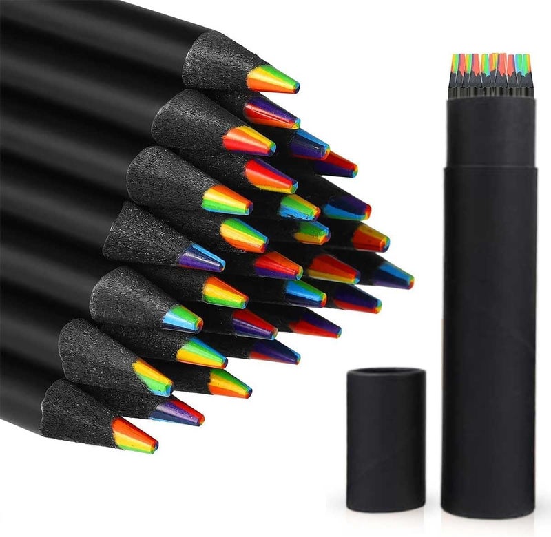 POPLEY 12Pieces Rainbow Pencils Jumbo Colored Pencils for Adults Multicolored Pencils Art Supplies for Drawing Coloring Sketching Party Favor Bags Presharpened - Image 1