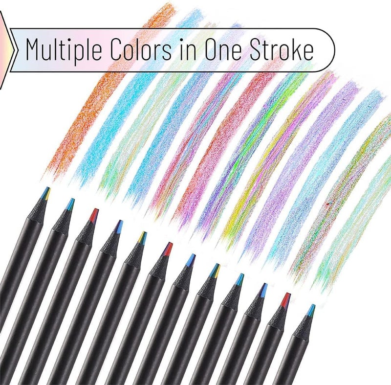 POPLEY 12Pieces Rainbow Pencils Jumbo Colored Pencils for Adults Multicolored Pencils Art Supplies for Drawing Coloring Sketching Party Favor Bags Presharpened - Image 2