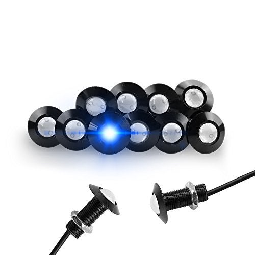 CARLITS Ultra thin LED Eagle Eye Bumper DRL Fog Light Motorcycle Light Daytime Running DRL Tail Backup Light Car Motor Marker Lights LED 12V 10pcs (Black Case, Blue) - Image 1